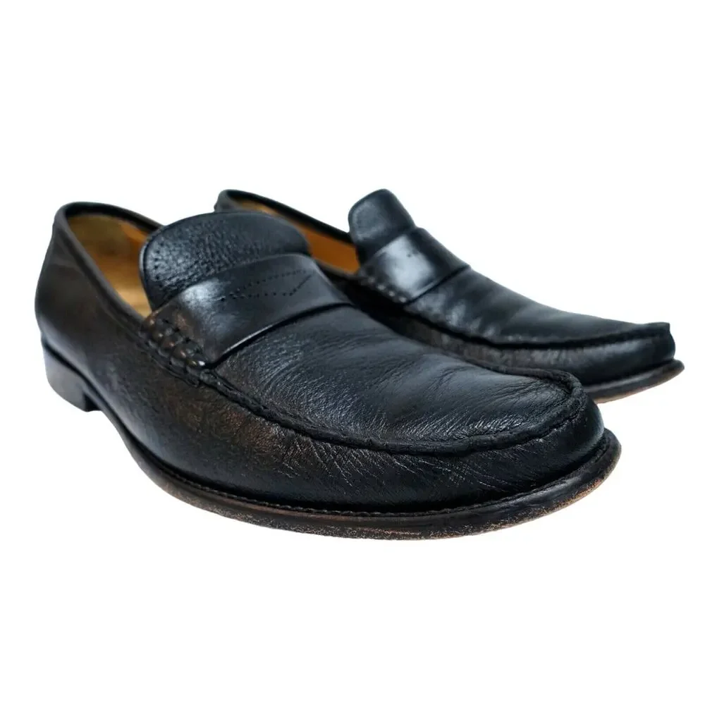 Johnston & Murphy men's size 10 M black leather loafers dress shoes